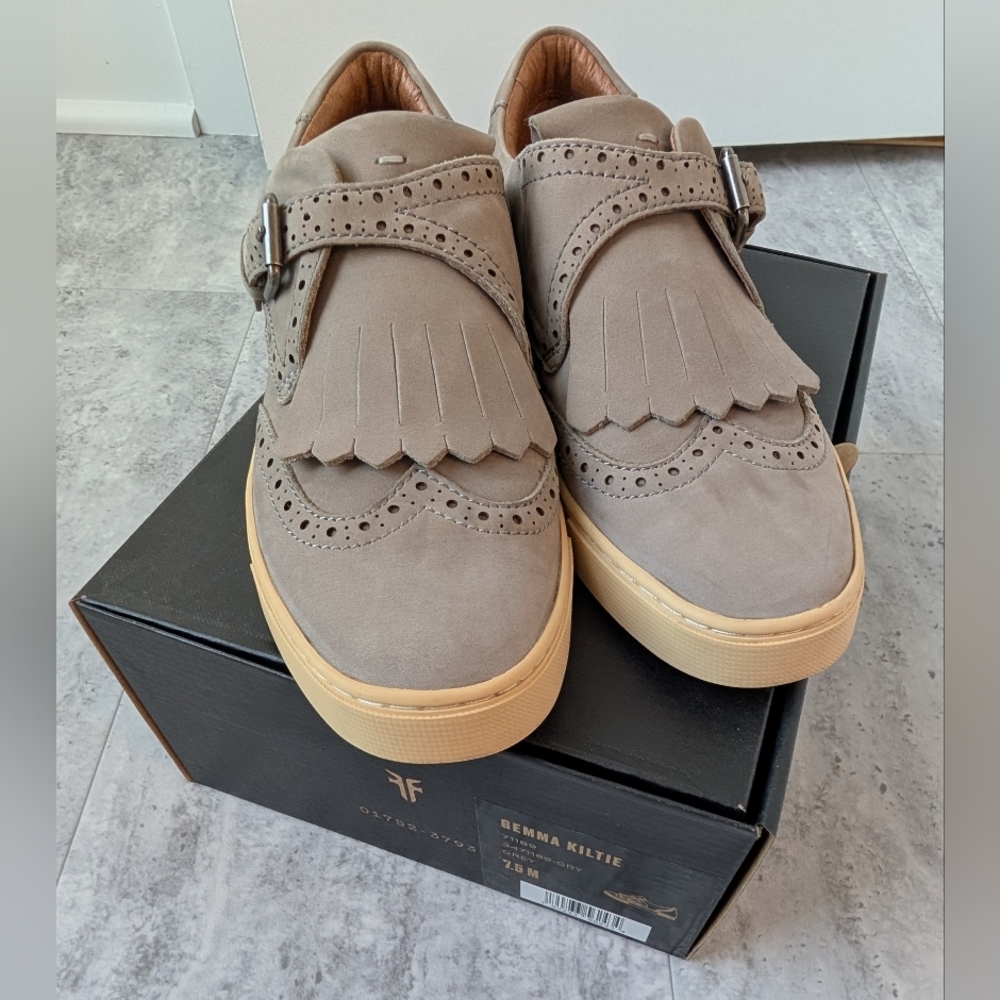 Frye Gemma Kiltie Women's Shoes Grey Nubuck
